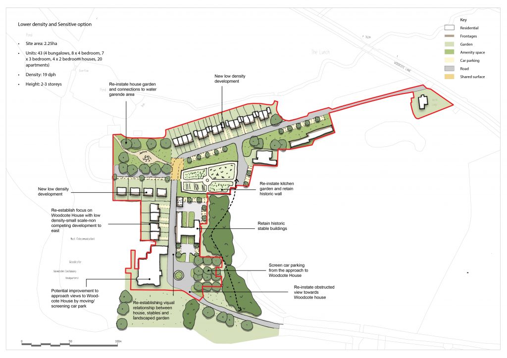 A map of the low density option of the Woodcote site